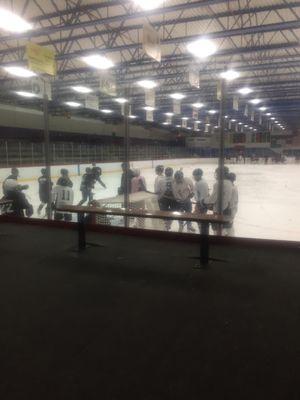 Hanging out watching practice! Sore knee thanks to my two Labs Sunday night after the Packers game, as if that wasn't bad enough!