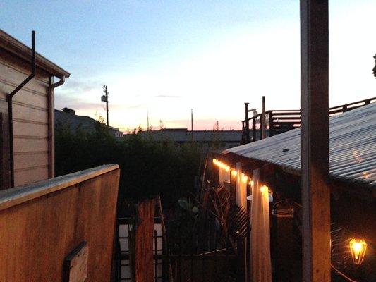 The view of the neighborhood from the second floor deck at BRIX 581 in Oakland.