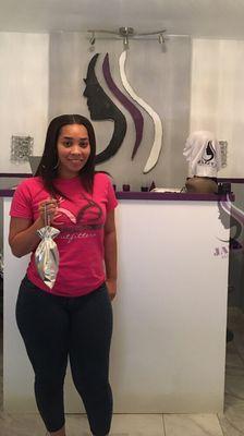 Happy client picking up her Jazzy J Bundles