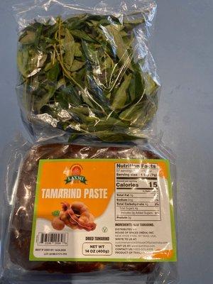 Curry leaves and tamarind paste