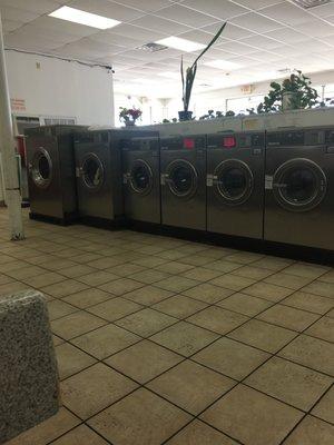 (L to R) Giant, huge, and big ol' washing machines.