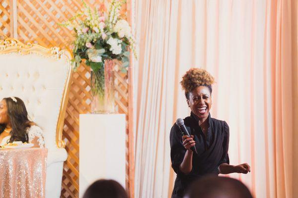 Crystal Sparks DJ MC Wedding in Los Angeles Black DJ Female DJ Crystal Sparks DJ emcee event host