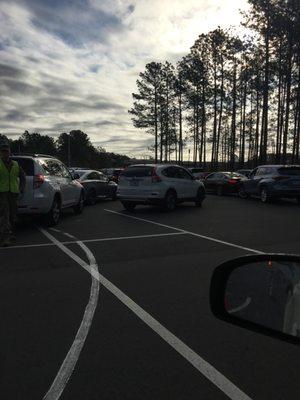 Lines of cars waiting for their vaccine appointment