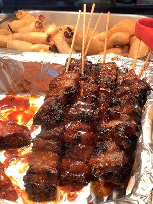 Grilled pork skewers