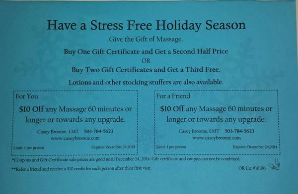 Stress Free Holiday Sale
 Expires Dec 24, 2014