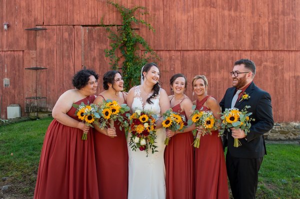 Bridesmaid bouquets and bridal bouquet