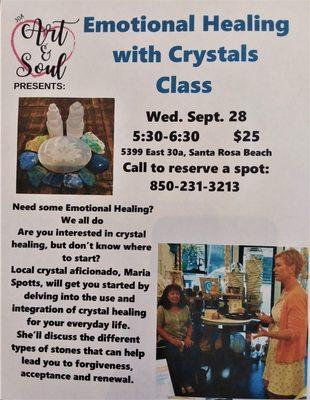 Call now to sign up for CRYSTAL CLASS