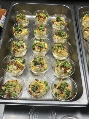 Loaded potato salad cups.