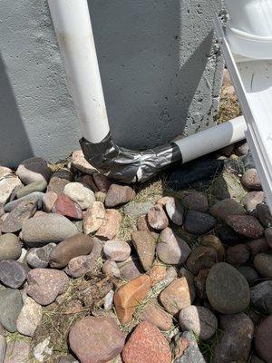 Broken sump pump pipe