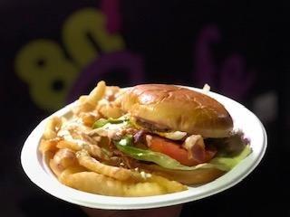 Angus bacon cheeseburger with fries and a drink! $8