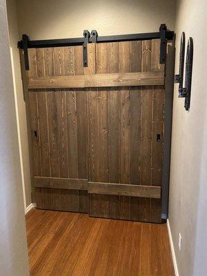 Bypass barn doors - hallway linen closet