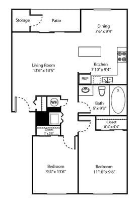 2 Bedroom Floor Plan (804 Sq Feet)