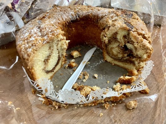 Coffee cake out for customers on New Year's Eve