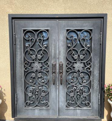 Iron doors before repaint.