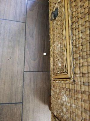 Popcorn left in floor from previous renter