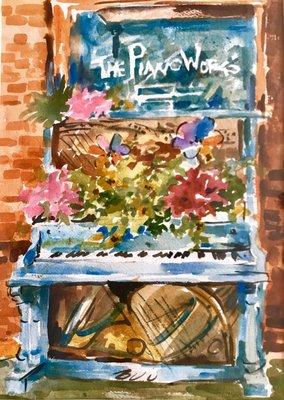 The Piano Works (Watercolor by artist Micki Samson)