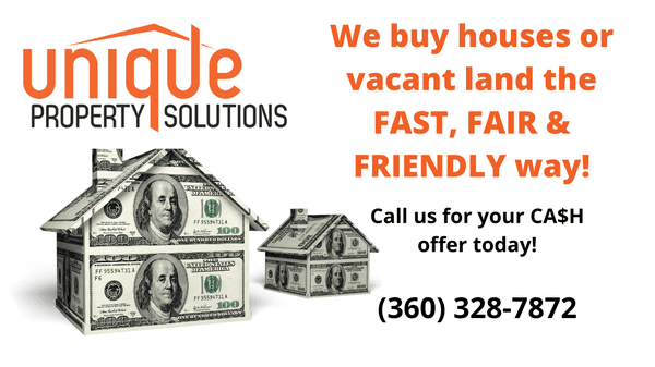 We buy houses or vacant land in Clark, Cowlitz or Lewis counties in Washington.  Call us if you'd like to sell "as-is" for CASH