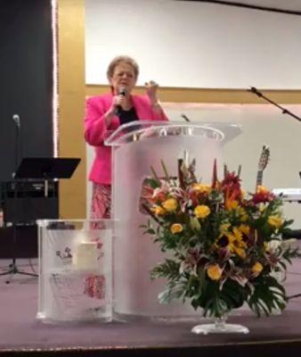 Pastor Yolanda Eden 
 A confident woman of God preaching a message of hope and an inspirational to her congregation and a blessing to many