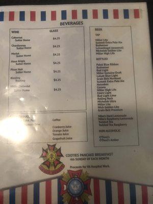 The drink menu, all day, everyone is welcomed