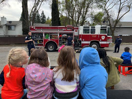 For Community Helper Month, we have lots of community workers visiting! Including firemen and police officers!