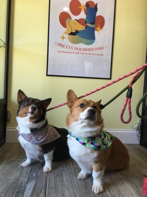 This adorable duo showing how to pose for the fans