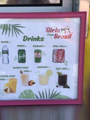 Drinks menu