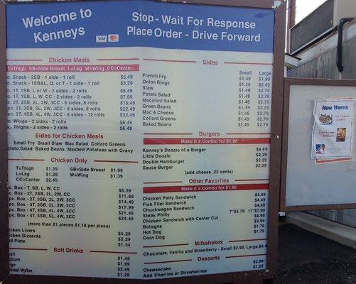 Drive Thru Menu