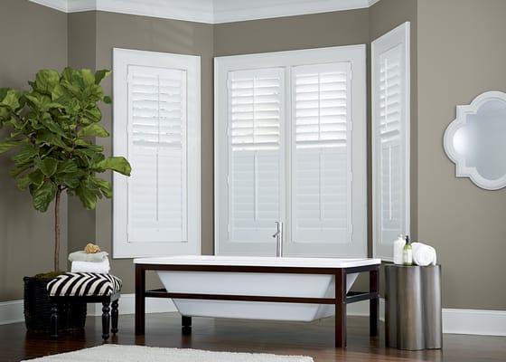 Plantation Shutters - 3.5" louver with center divider rail.