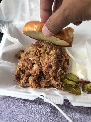 Pulled pork sammich was very good.. sauce on side with fried okra