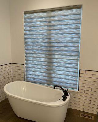 Hunter Douglas Vignette Roman Shades, top-down/bottom up, recent project in Woodland Park, CO.