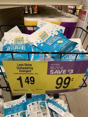 Great price! $.99 for a 15 pack of dish detergent when you buy 6 participating items.