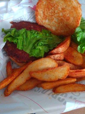 Turkey burger with wedge fries