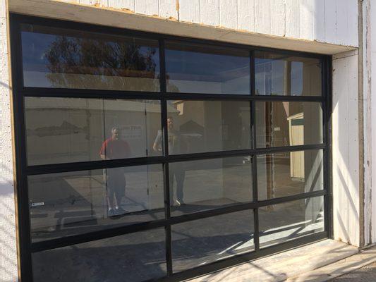 Full view all glass door. Can be installed in homes or businesses.