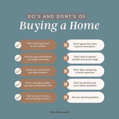 Buying a home, do's and dont's