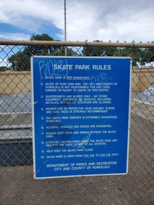 Skate park rules......