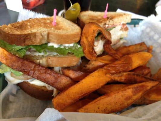 Turkey Club with Sweet Potato fries