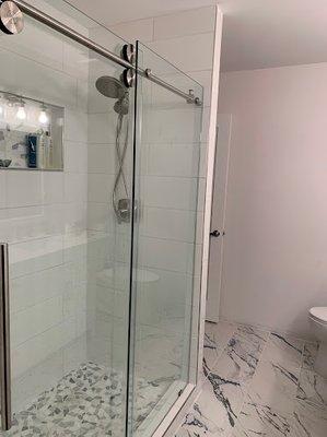 Once a plastic shower surround, now a beautiful shower.