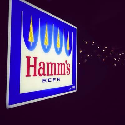 Hamms signage on the back patio