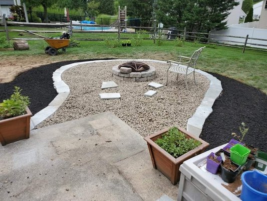 Sitting area around fire pit