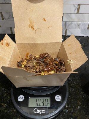 Mac Attack Chopped Beef Brisket $15 for less than half full container and tiny bit of meat.