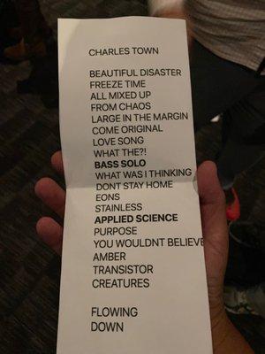 Nice set list!