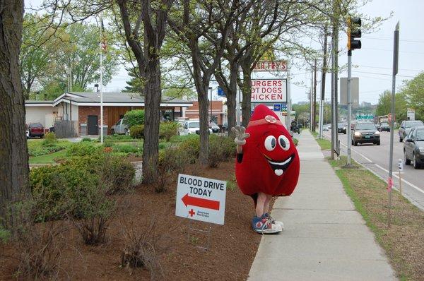 Thanks Buddy the blood drop for helping us raise over 240 pints of blood!