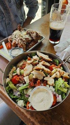 blt salad, garlic parm wings, guiness