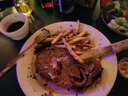 My very very salty overdone $29 prime rib. I had already taken a few bites obviously.