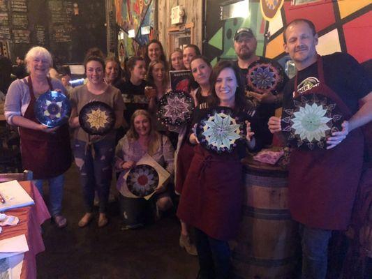 One of our travel events at Voodoo Brewery, Mandala on a vinyl record