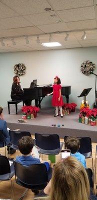 Voice student performing at Gray School Holiday Recital