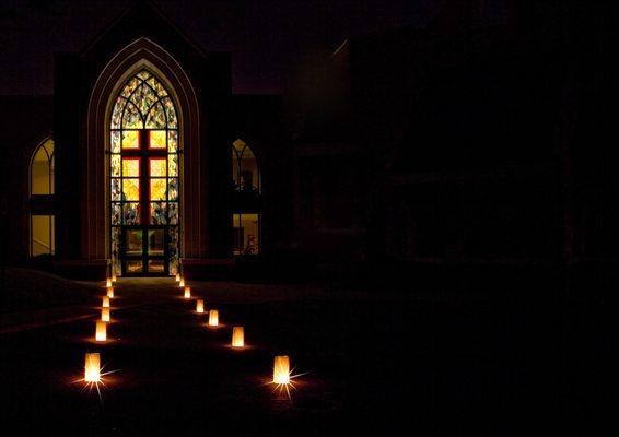 Front entrance at night