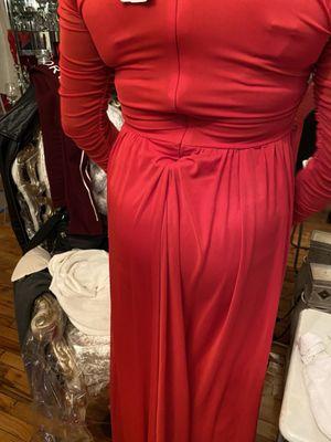 The dress that says large. Look at the back of it I'm never wearing anything that looks or fits like this. No wY. The zipper is defective.