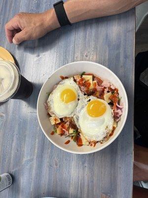 Breakfast burrito in a bowl