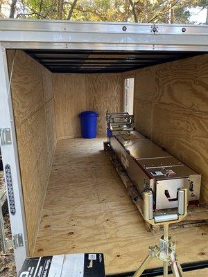 5"/6" KWM Ironman Gutter Machine installed in the 7'x16' Trailer.